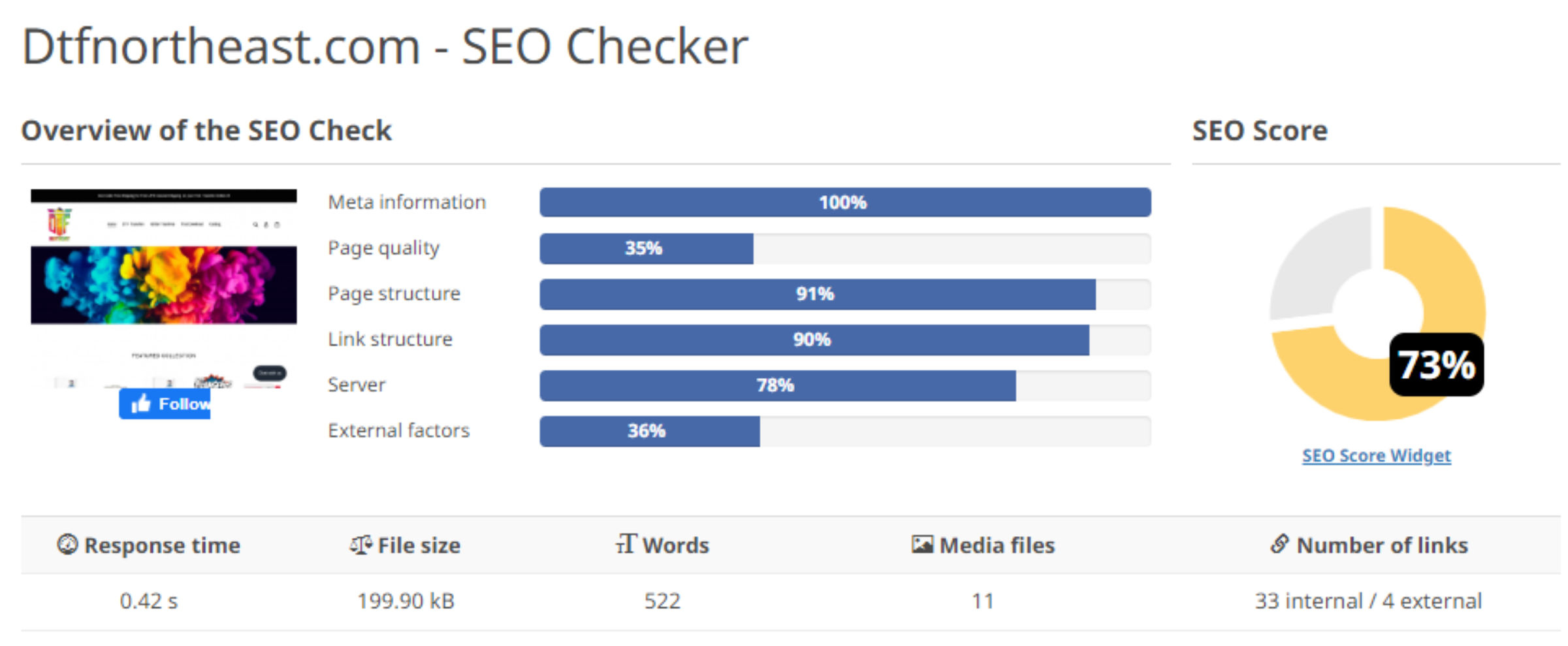 Dtfnortheast seo score